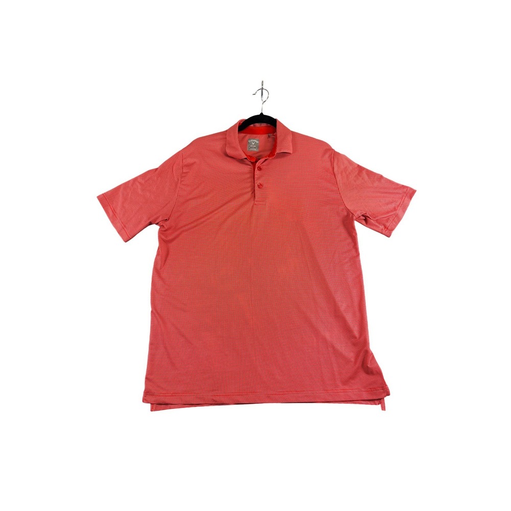 Callaway Opti-Dri Mens Red White Micro Check Golf Polo Shirt Size M Short Sleeve